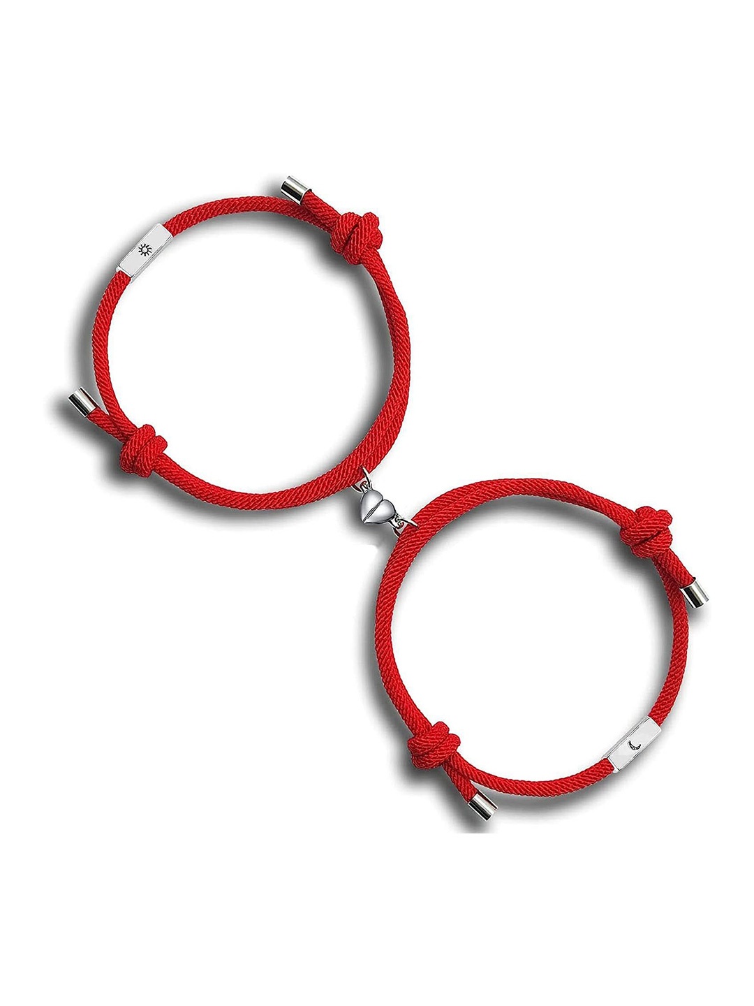

Shining Diva Fashion Set Of 2 Silver-Plated Wraparound Bracelet, Red