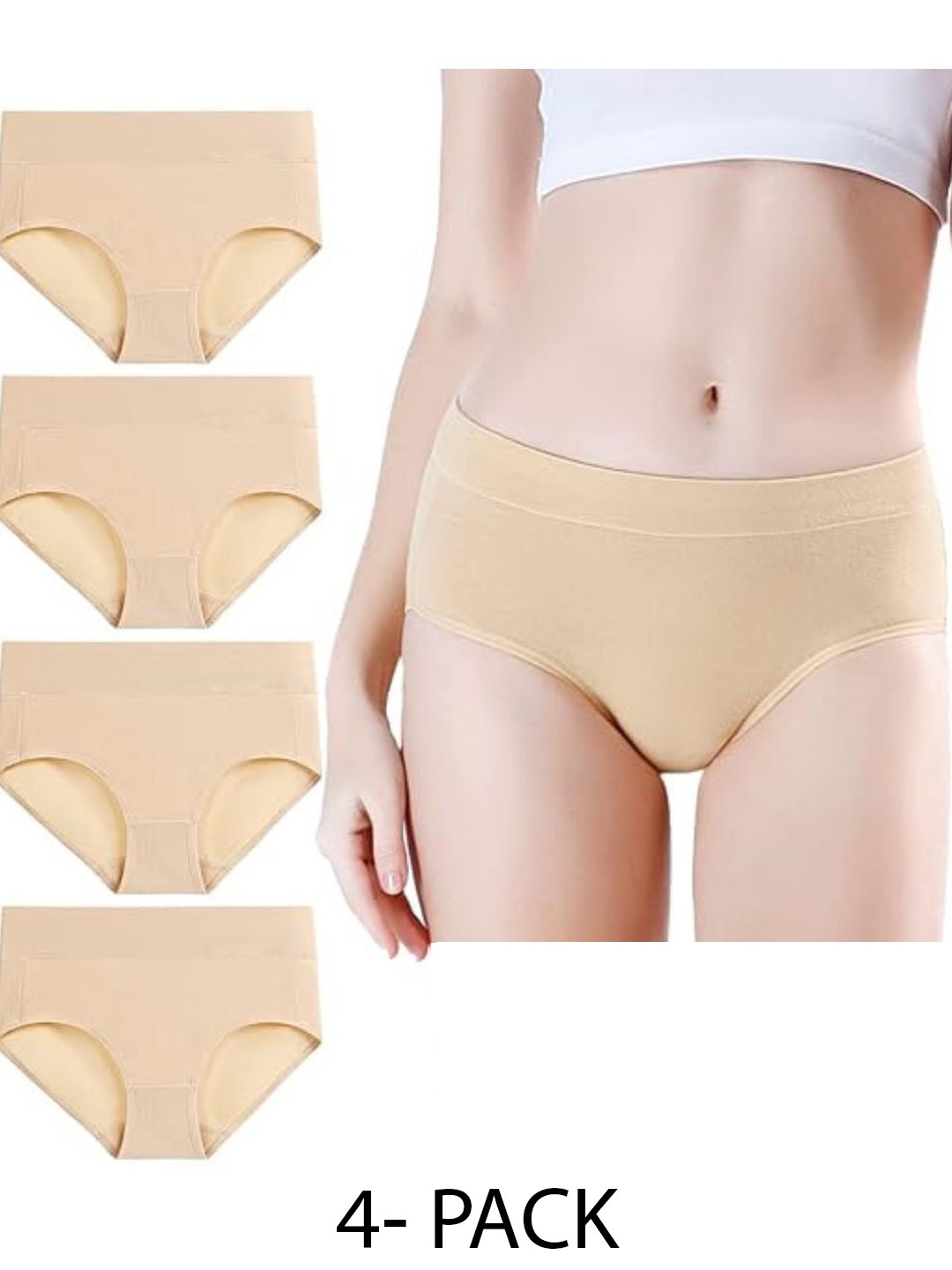 

Diving Deep Pack Of 4 Cotton Hipster Briefs, Beige