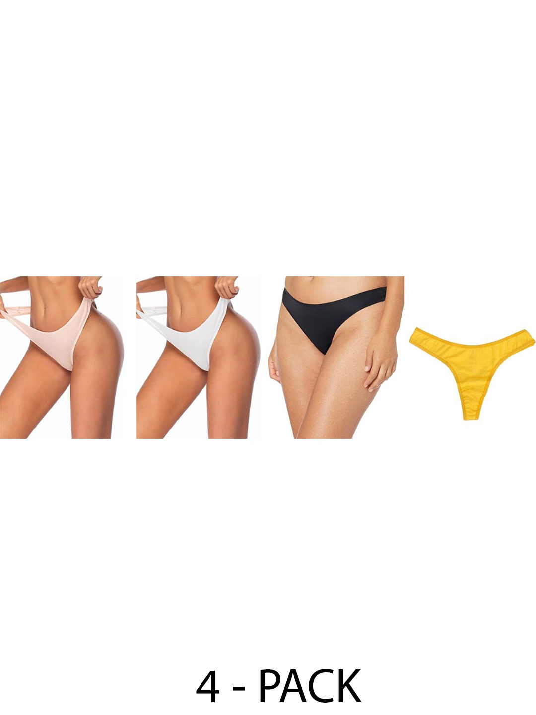 

Diving Deep Women Plus Size Pack of 4 Cotton Thongs Briefs, Beige