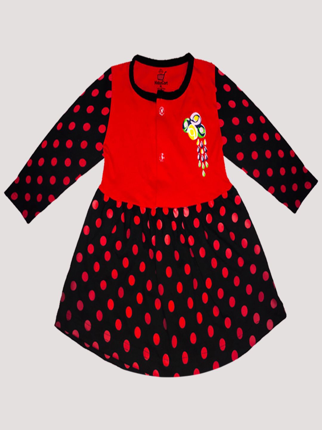 

KidzzCart Girls Floral Printed Fit & Flare Cotton Dress, Red