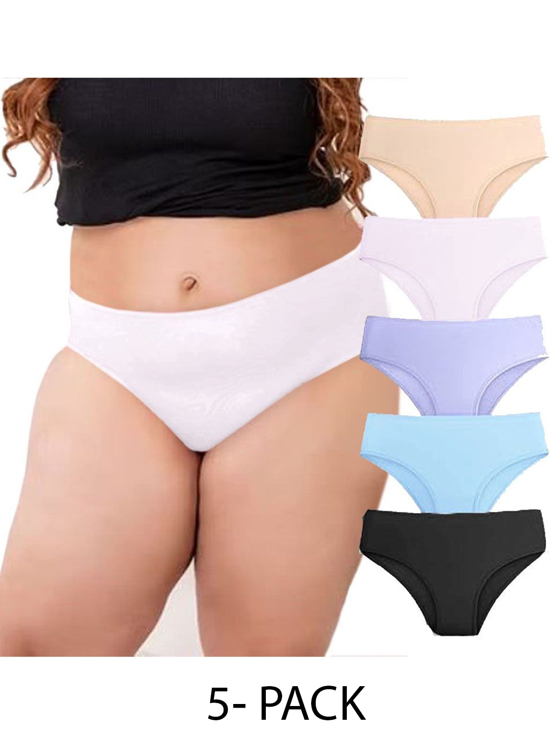 

Diving Deep Women Pack of 5 Cotton Hipster Briefs Plus size, Assorted