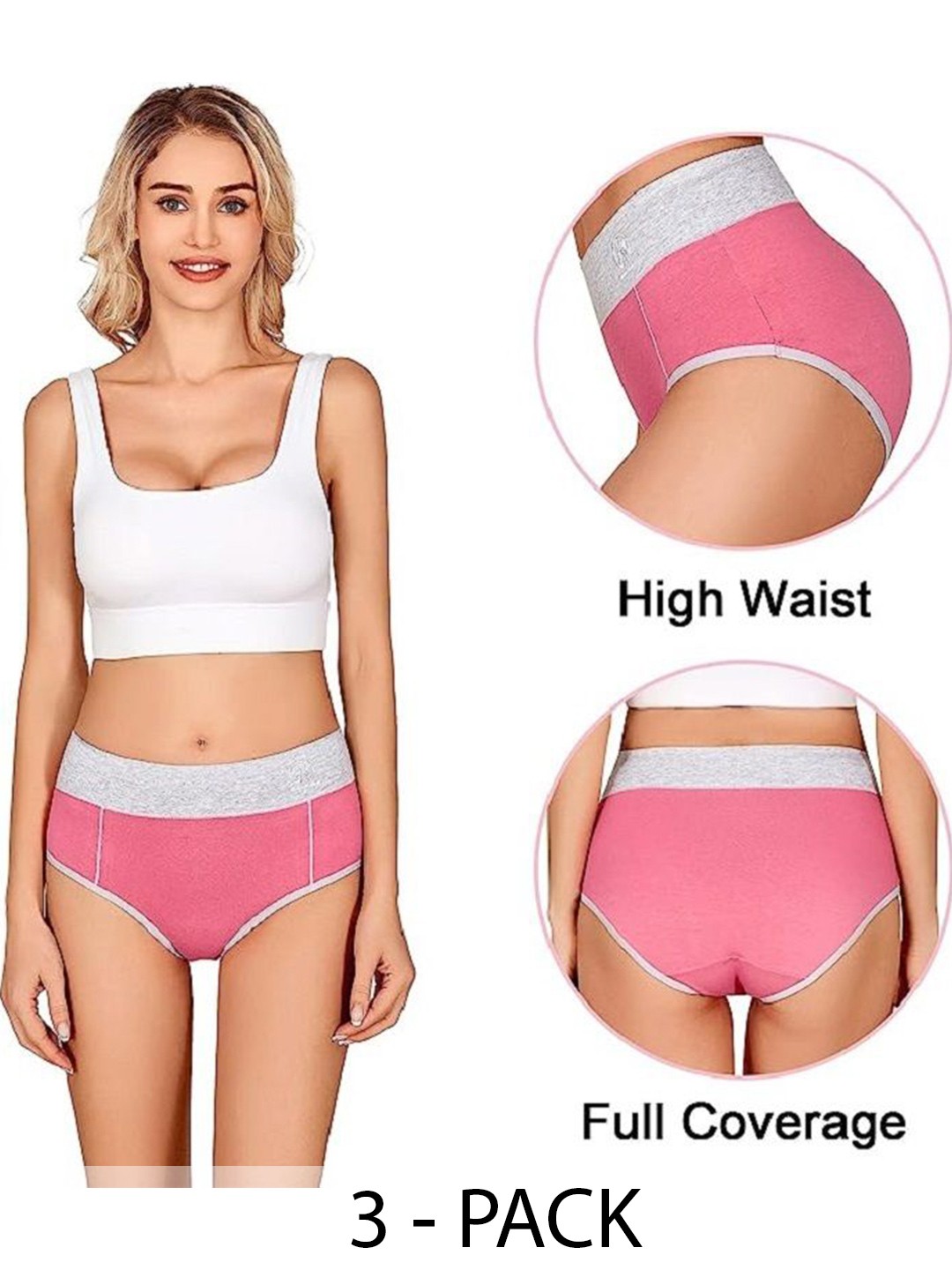 

Diving Deep Pack Of 3 Hipster Briefs, Pink