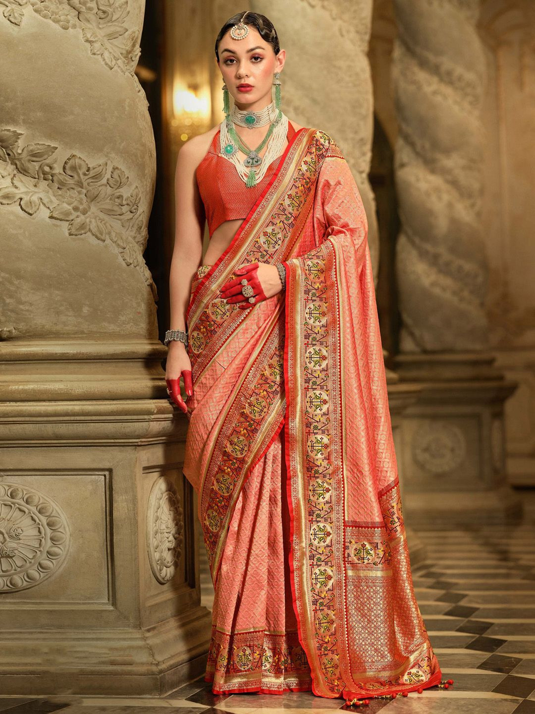 

Anouk Woven Design Kanjeevaram Saree, Peach