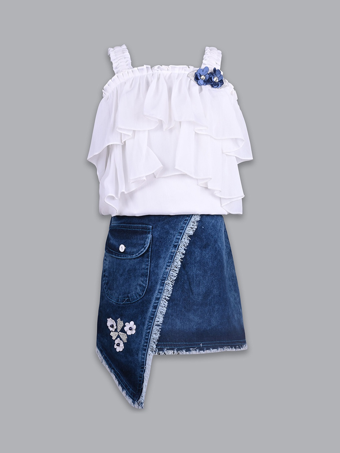 

Wish Karo Girls Top with Skirt, White