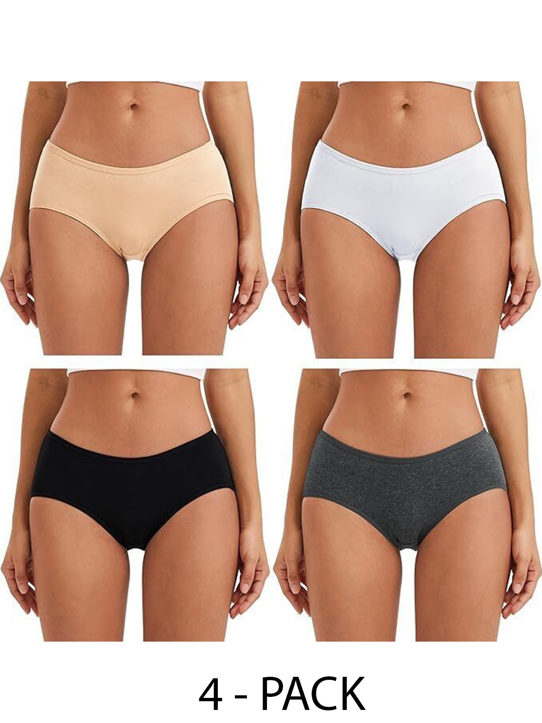 

Diving Deep Women Pack of 4 Cotton Hipster Briefs, Assorted
