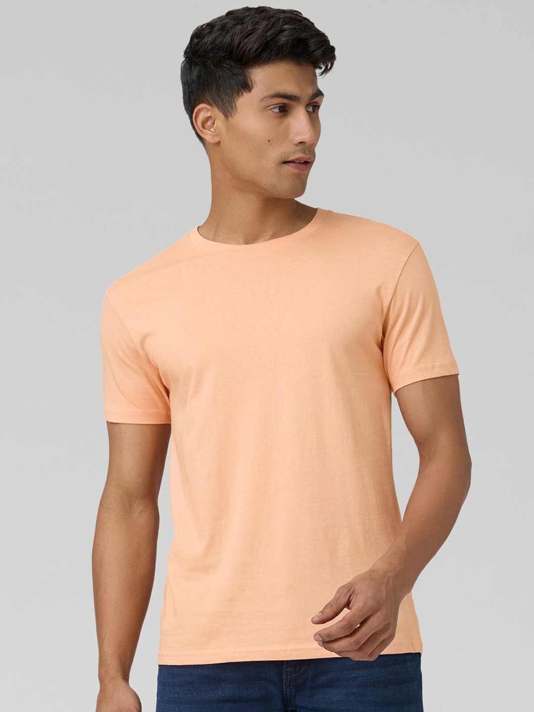 

XYXX Men Pace Ultra Breezy Super Combed Cotton Solid Crew Neck T-Shirt, Peach