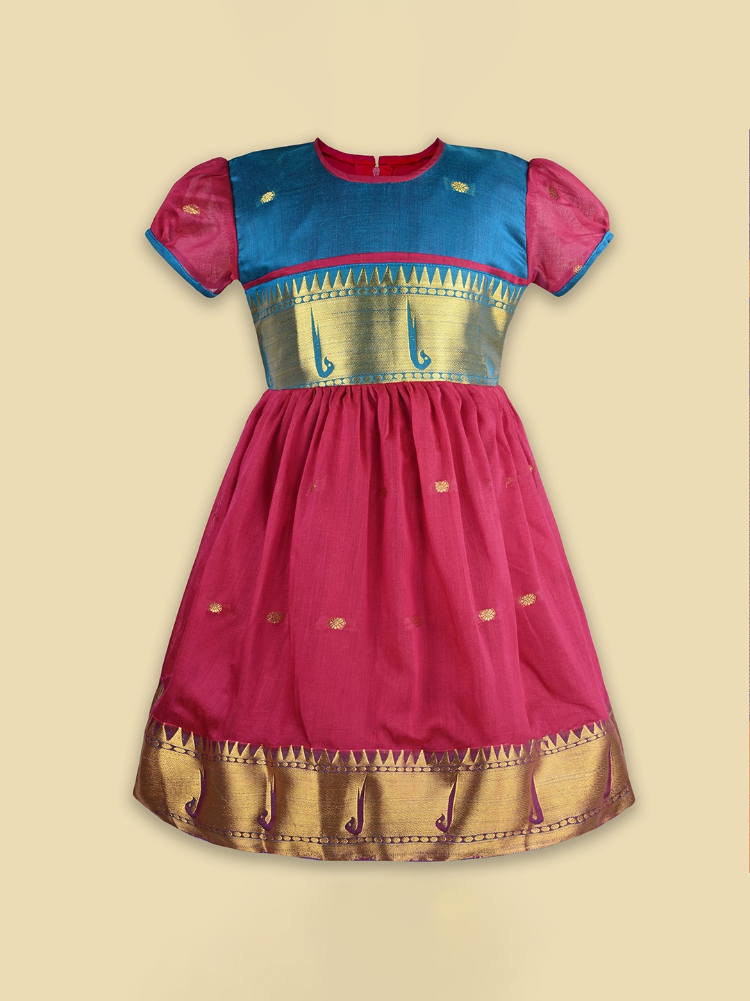

Wish Karo Puff Sleeve A-Line Dress, Red