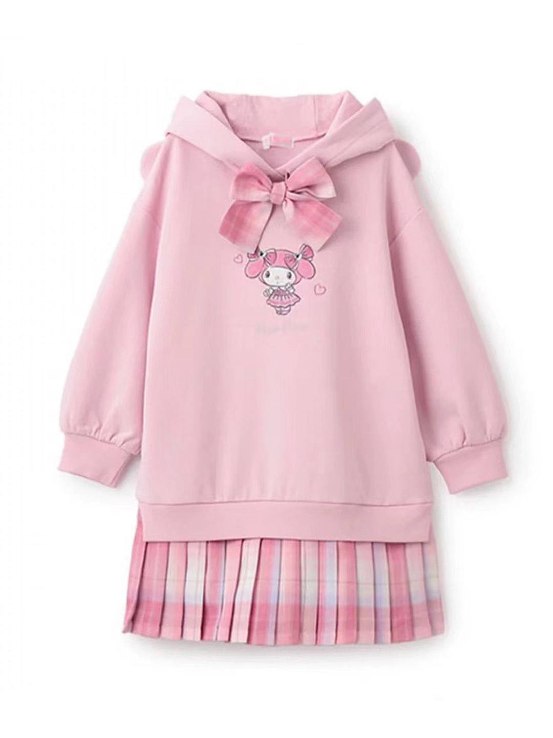 

LULU & SKY Girls Embroidered Cotton Hooded A-Line Dress, Pink