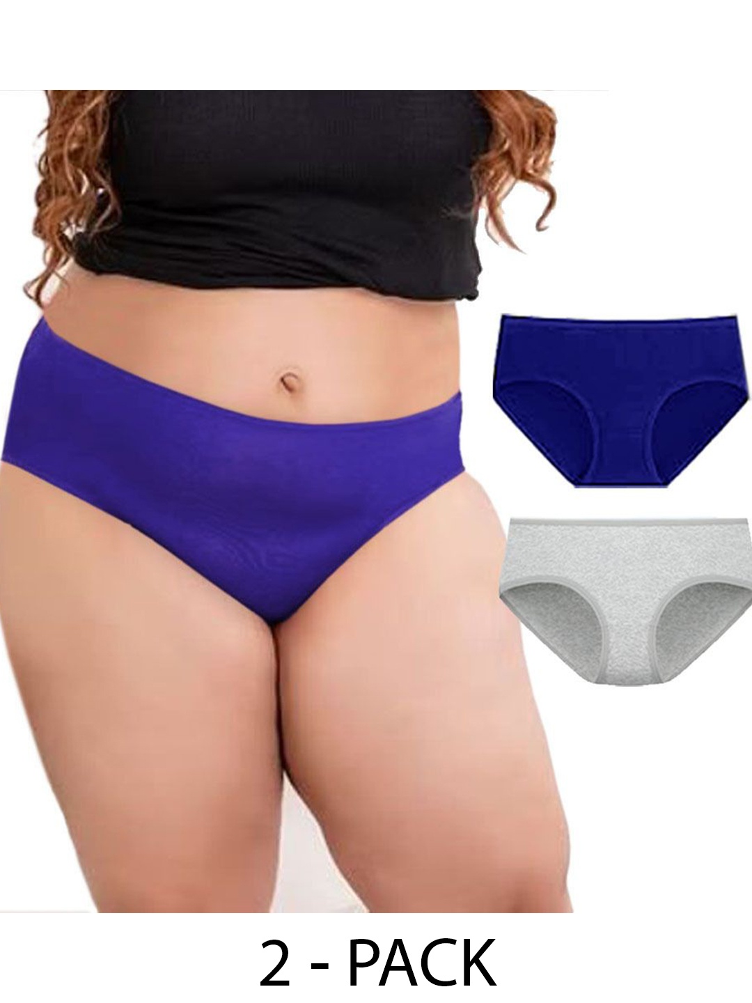 

Diving Deep Women Pack of 2 Cotton Hipster Briefs Plus size, Assorted