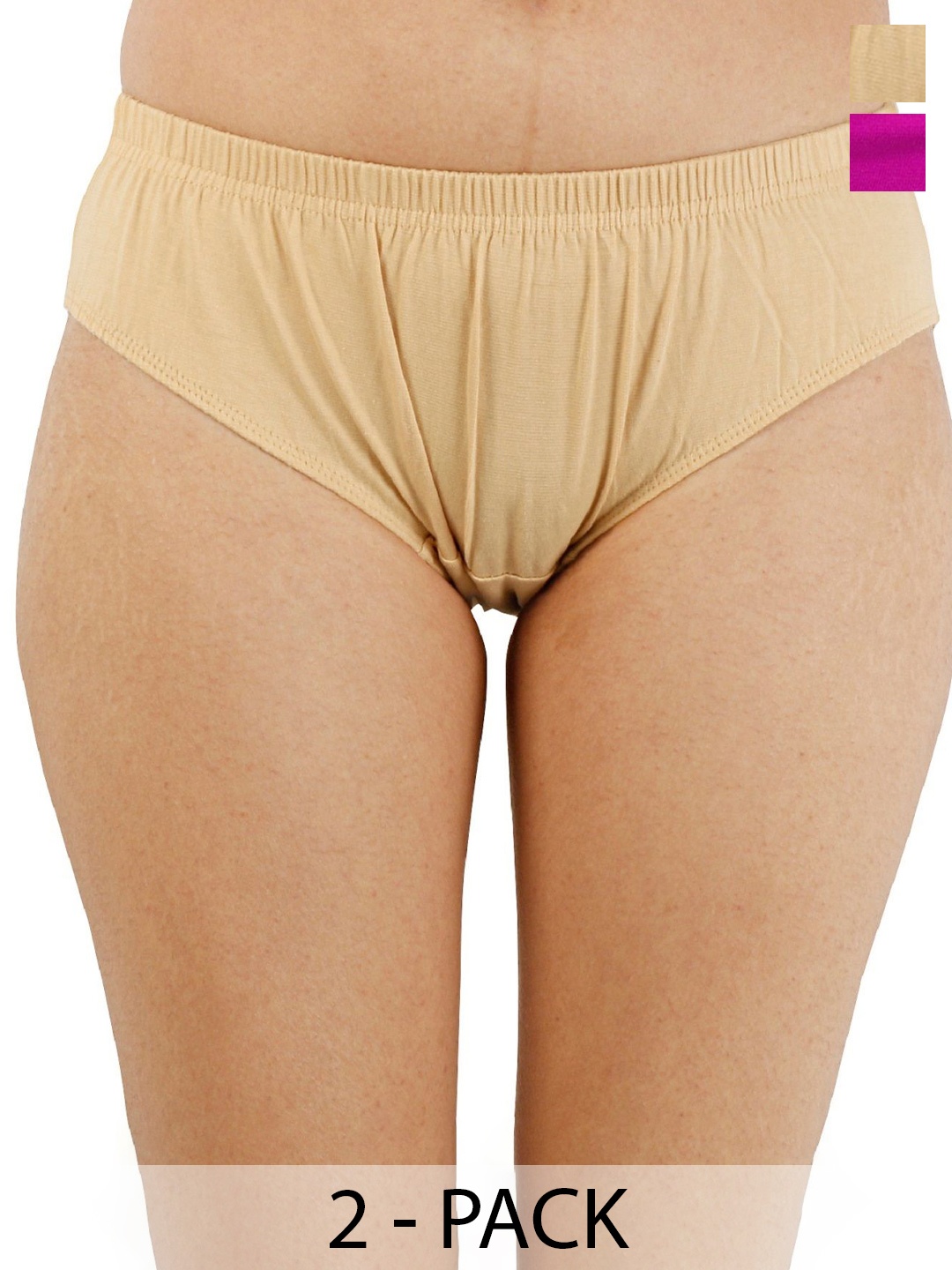 

Diving Deep Women Plus Size Pack of 2 Cotton Hipster Briefs, Beige