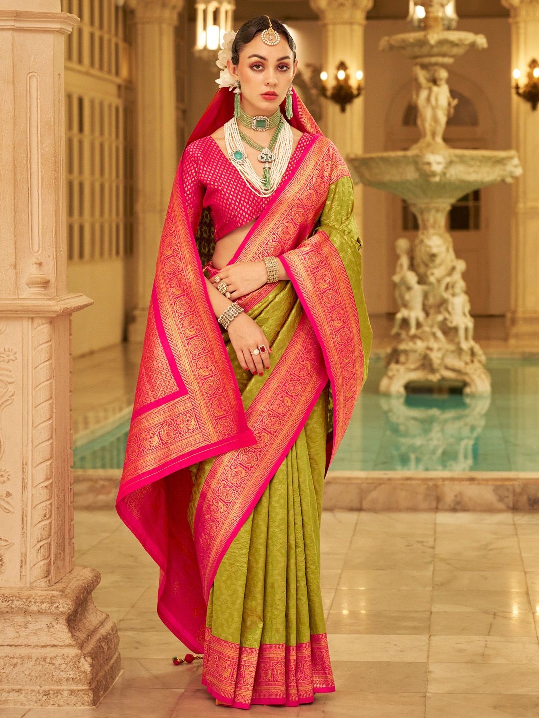 

Anouk Woven Design Kanjeevaram Saree, Green