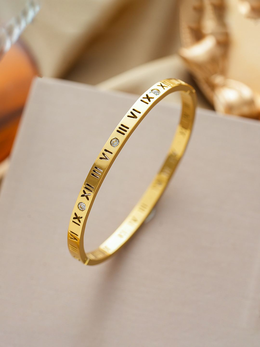 

Jewels Galaxy Women Crystals Gold-Plated Bangle-Style Bracelet