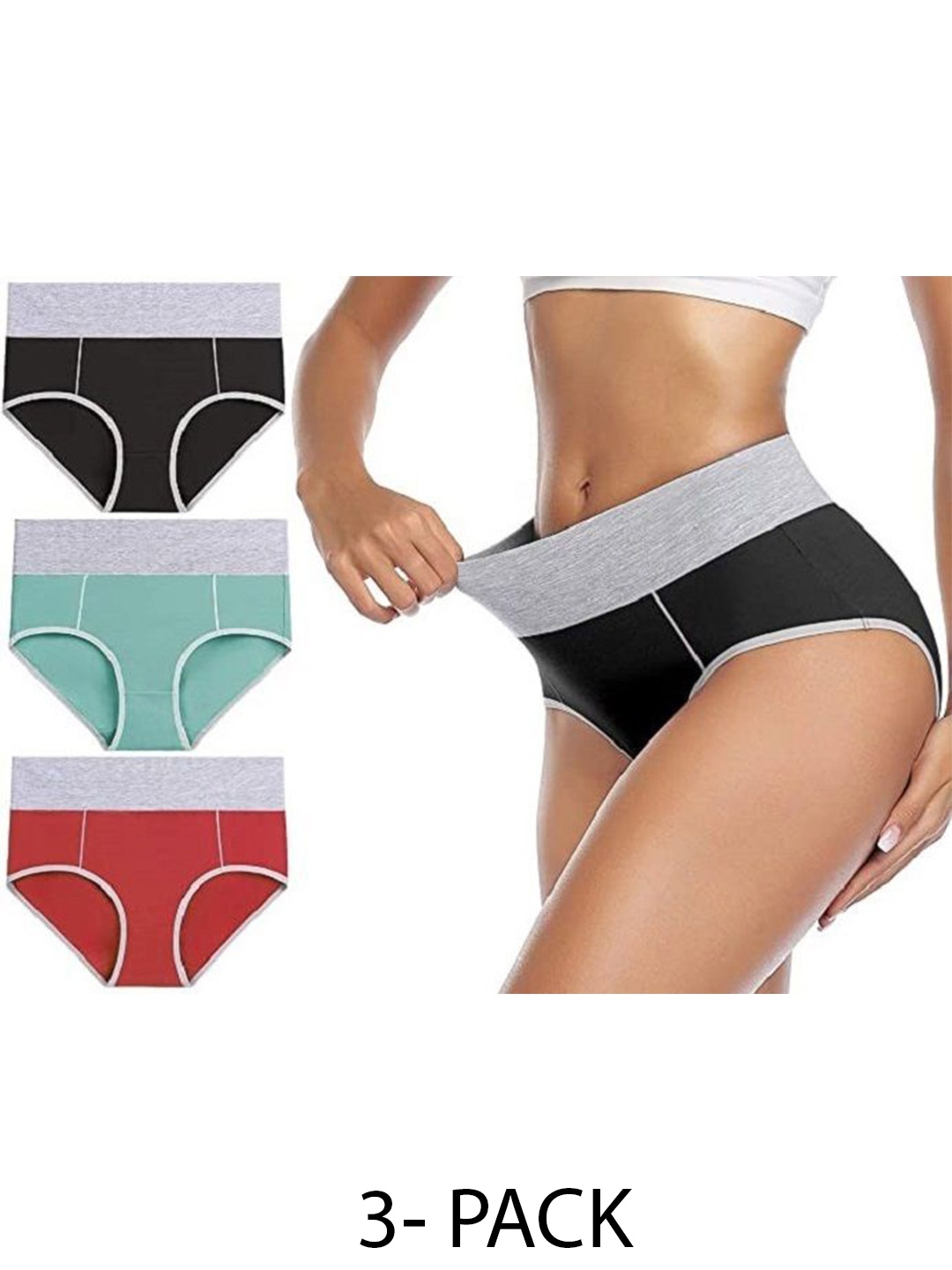 

Diving Deep Women Pack of 3 Cotton Plus Size Hipster Briefs, Assorted