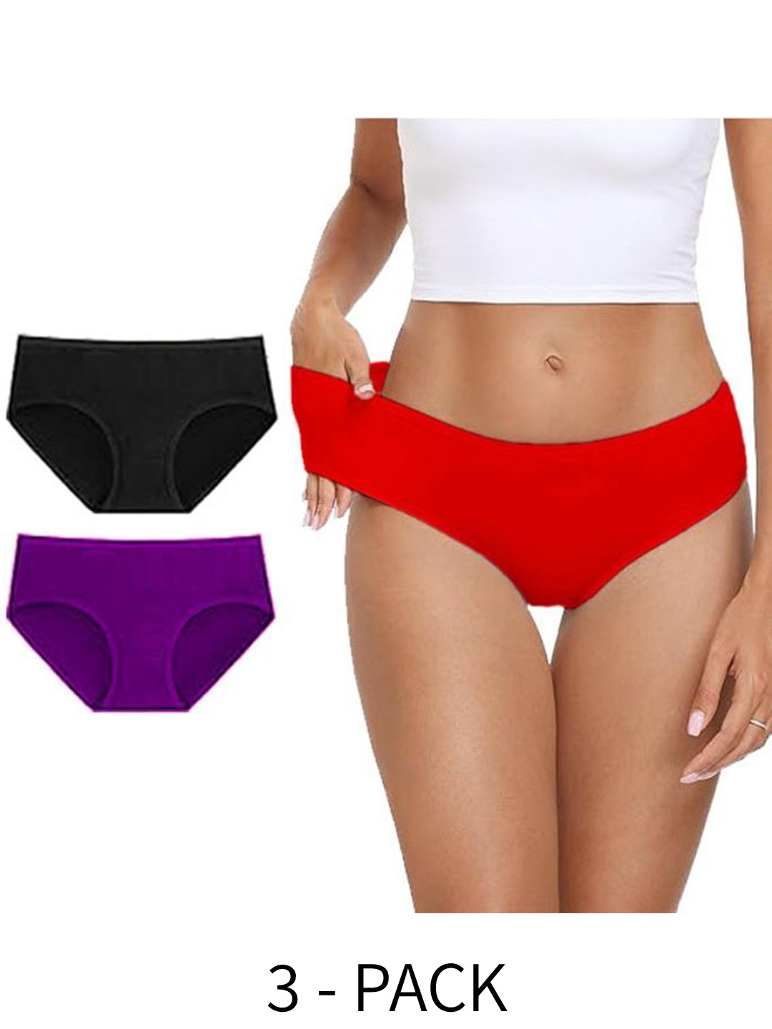 

Diving Deep Women Pack of 3 Cotton Assorted Hipster Briefs