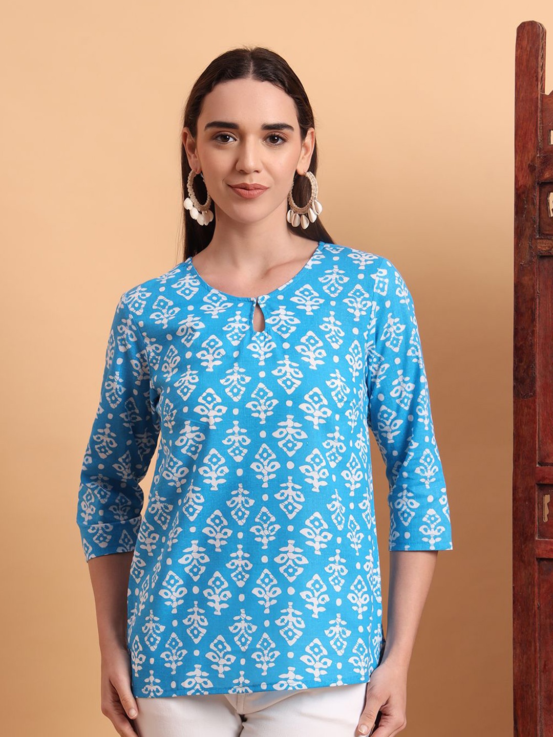 

Anouk Rustic Women Ethnic Motifs Printed Pure Cotton Kurti, Blue