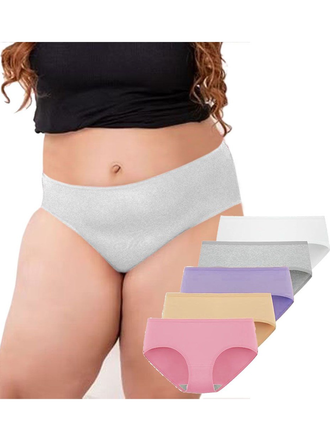 

Diving Deep Women Pack of 5 Cotton Hipster Briefs Plus size, Assorted