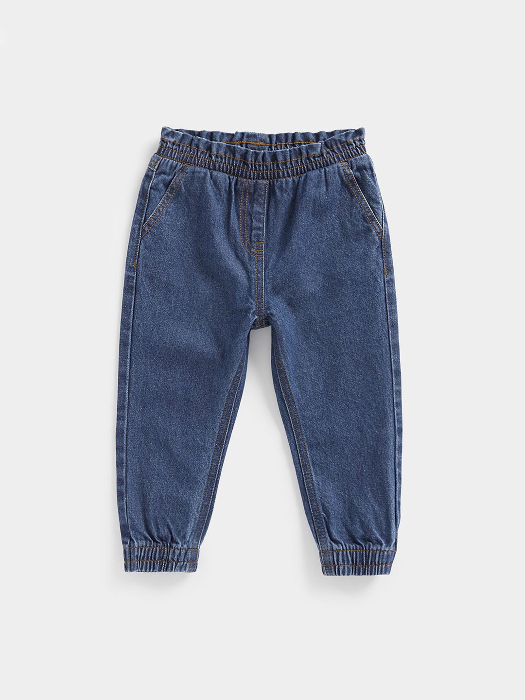 

mothercare Girls Cotton Mid-Rise Jogger Jeans, Blue