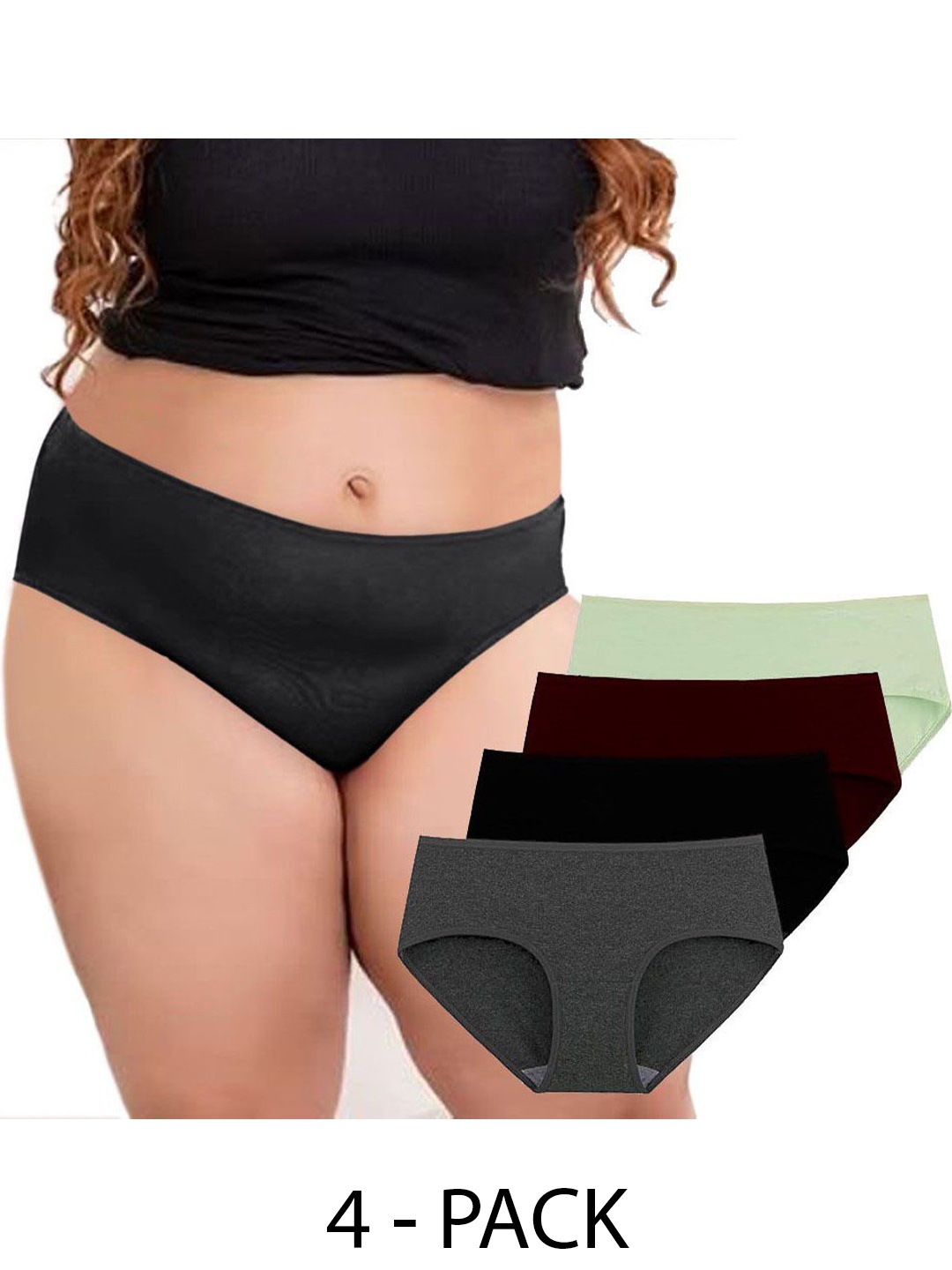 

Diving Deep Women Pack of 4 Hipster Briefs, Black