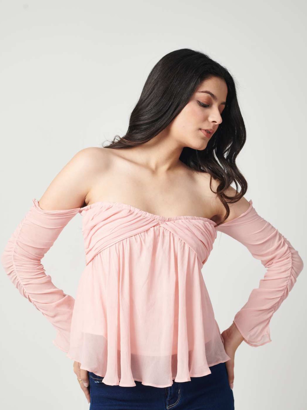 

Seoraa Women Cotton Bardot Top, Pink