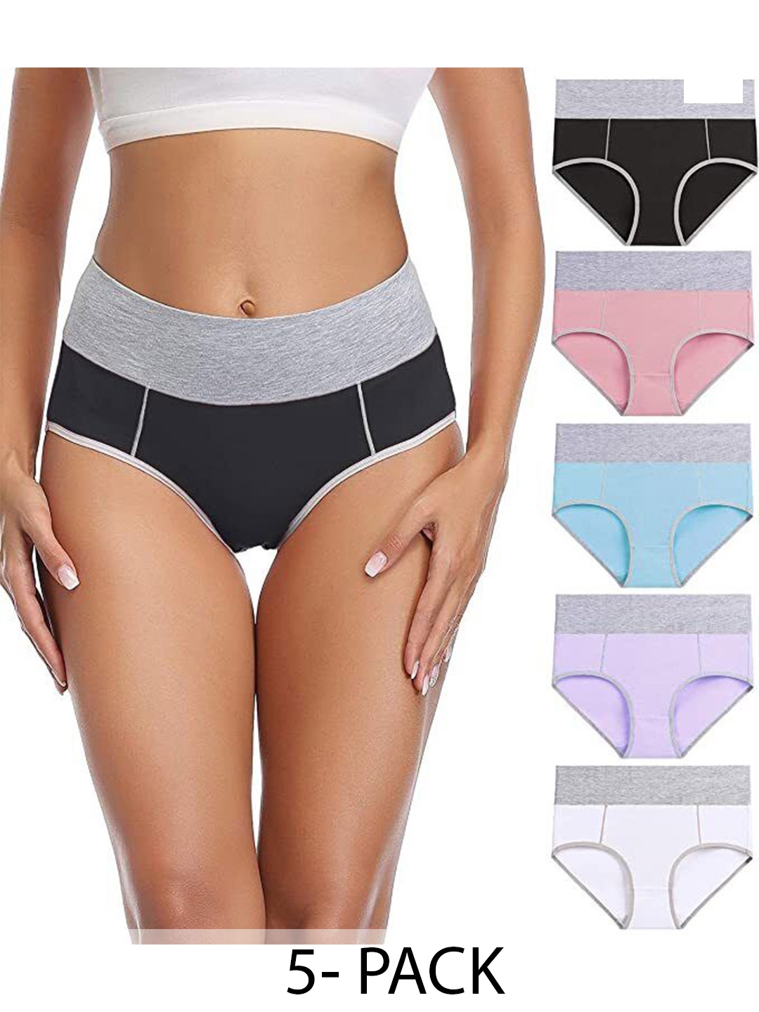 

Diving Deep Women Pack of 5 Cotton Hipster Briefs, Assorted