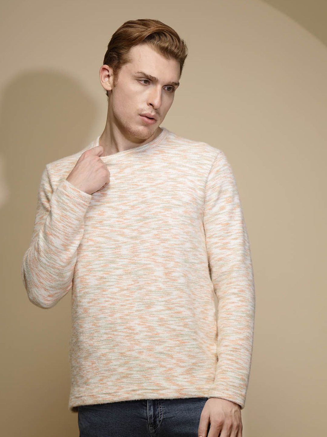 

Global Republic Men Printed Round Neck Pullover Sweatshirt, White