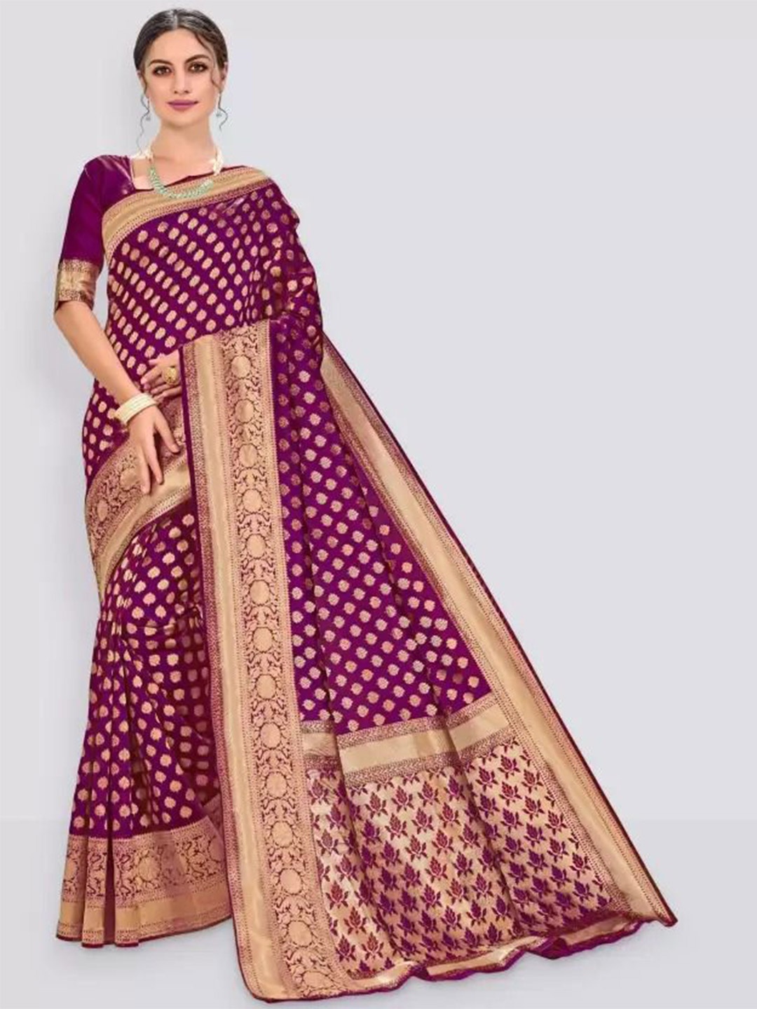 

Florence Woven Design Zari Pure Silk Designer Saree, Burgundy