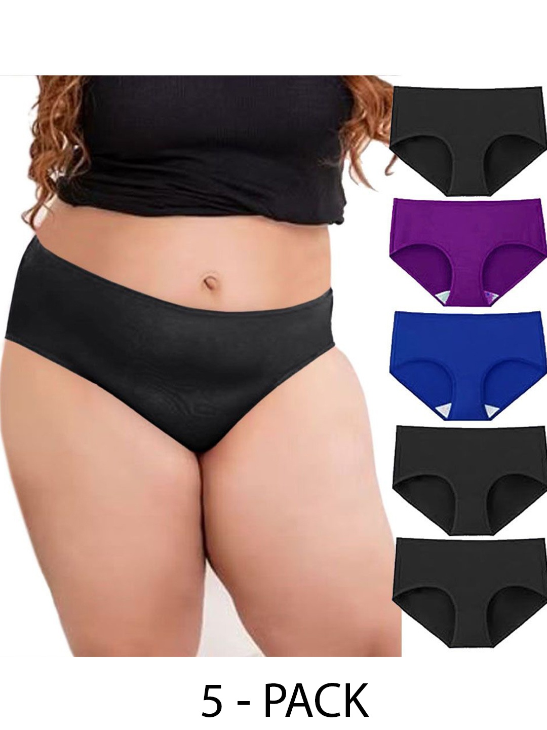 

Diving Deep Women Pack of 5 Cotton Low-Rise Hipster Briefs, Blue
