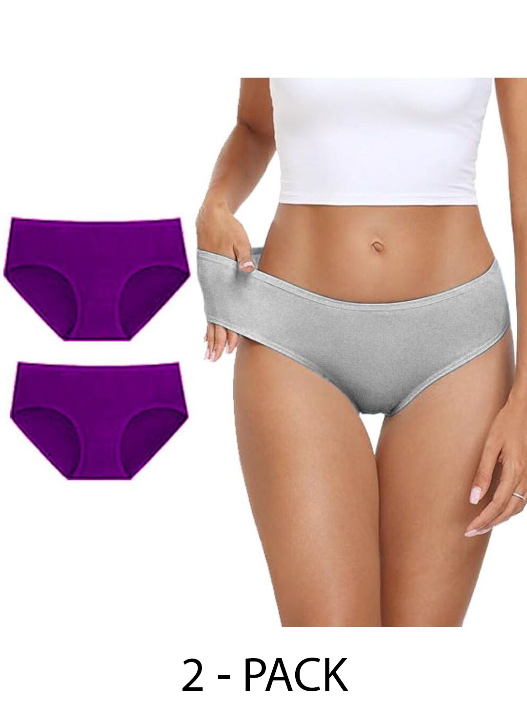 

Diving Deep Women Pack of 3 Cotton Assorted Hipster Briefs, Purple