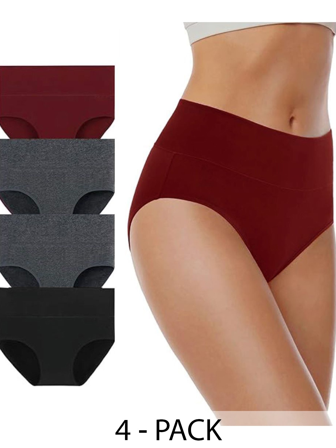 

Diving Deep Pack of 4 Cotton Hipster Briefs, Maroon