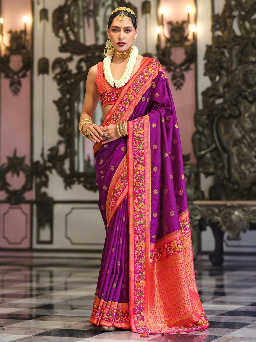 

Anouk Woven Design Zari Banarasi Saree, Purple