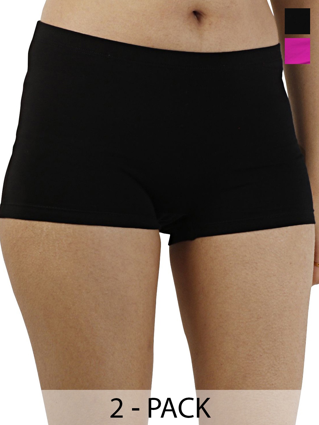 

Diving Deep Women Pack of 2 Boy Shorts Briefs, Black