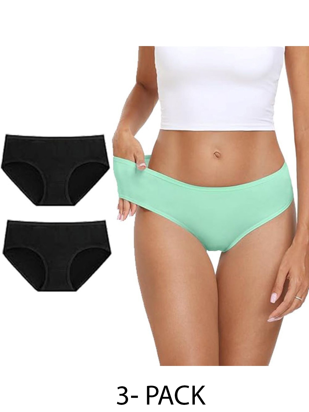 

Diving Deep Pack of 3 Cotton Hipster Briefs, Green