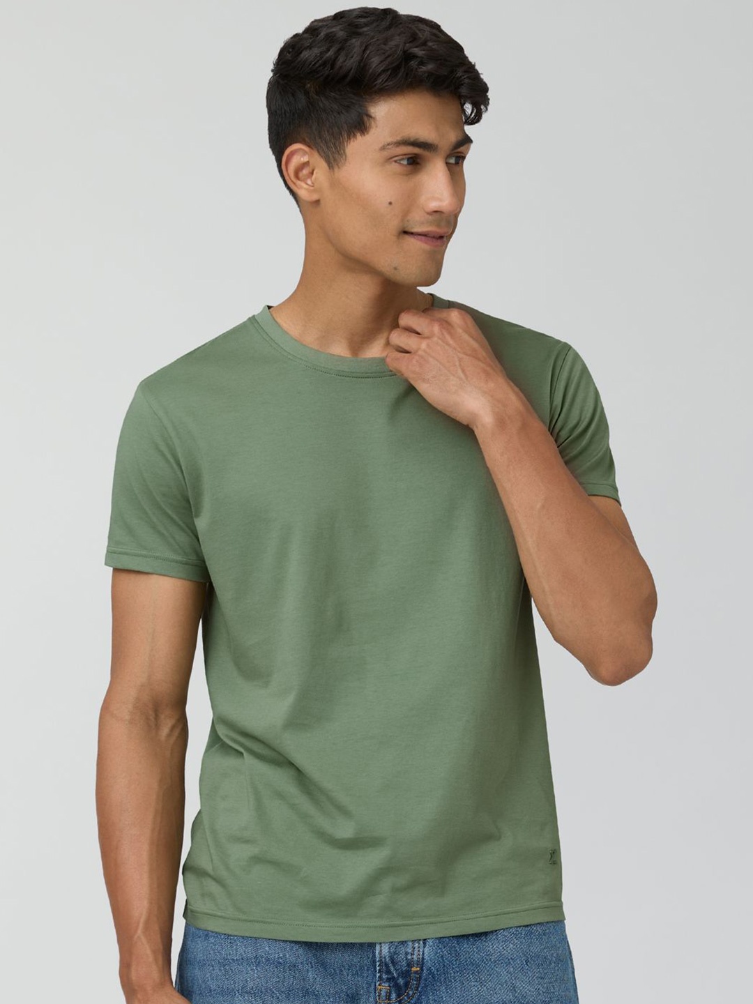

XYXX Men Ultra Breezy Super Combed Cotton Solid Crew Neck T-Shirt, Olive