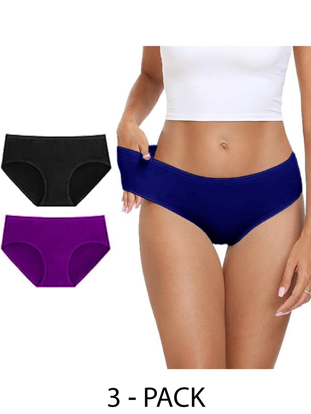 

Diving Deep Women Pack of 3 Cotton Hipster Briefs, Purple
