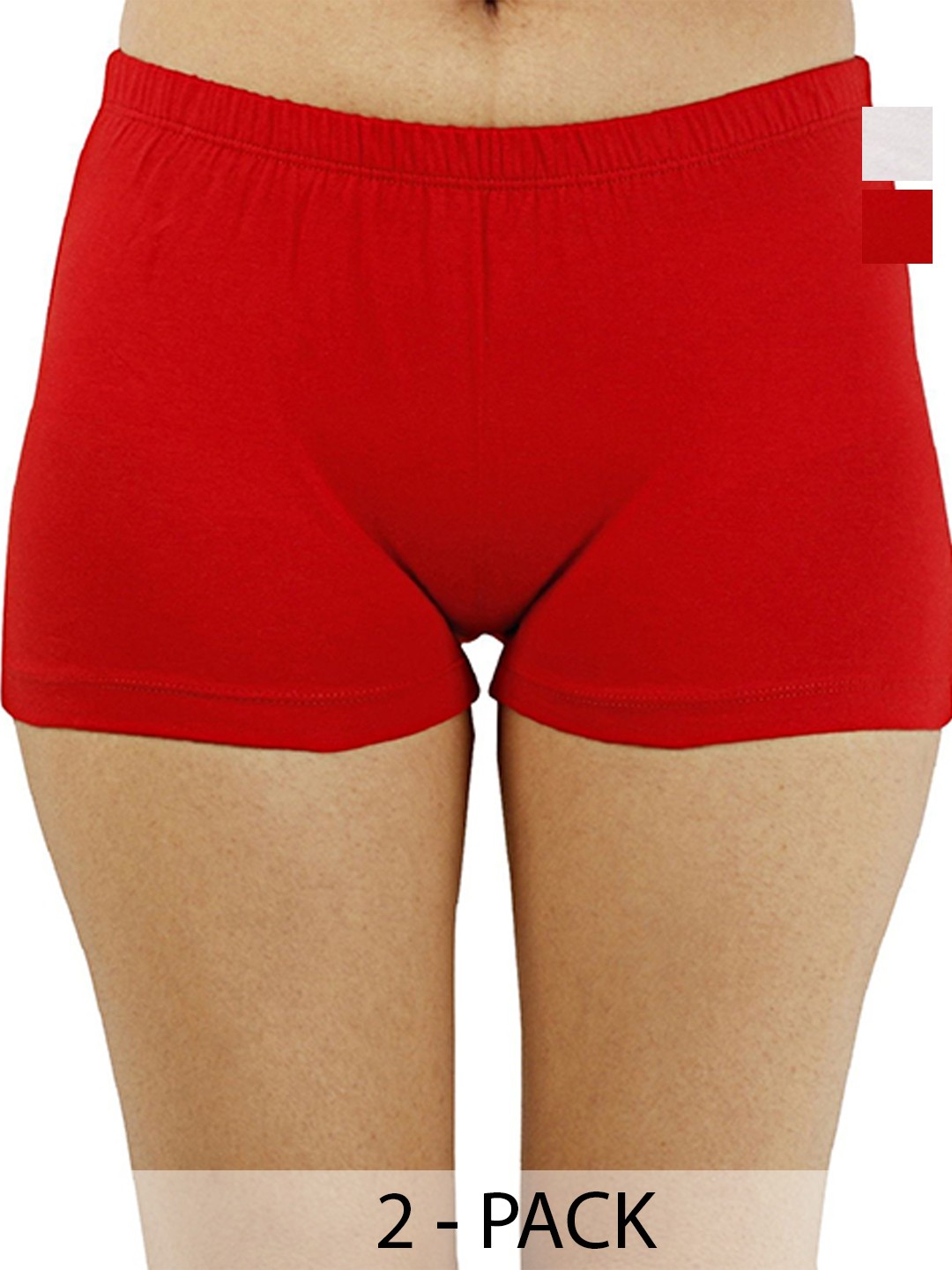 

Diving Deep Women Pack of 2 Cotton Boy Shorts Briefs, Red