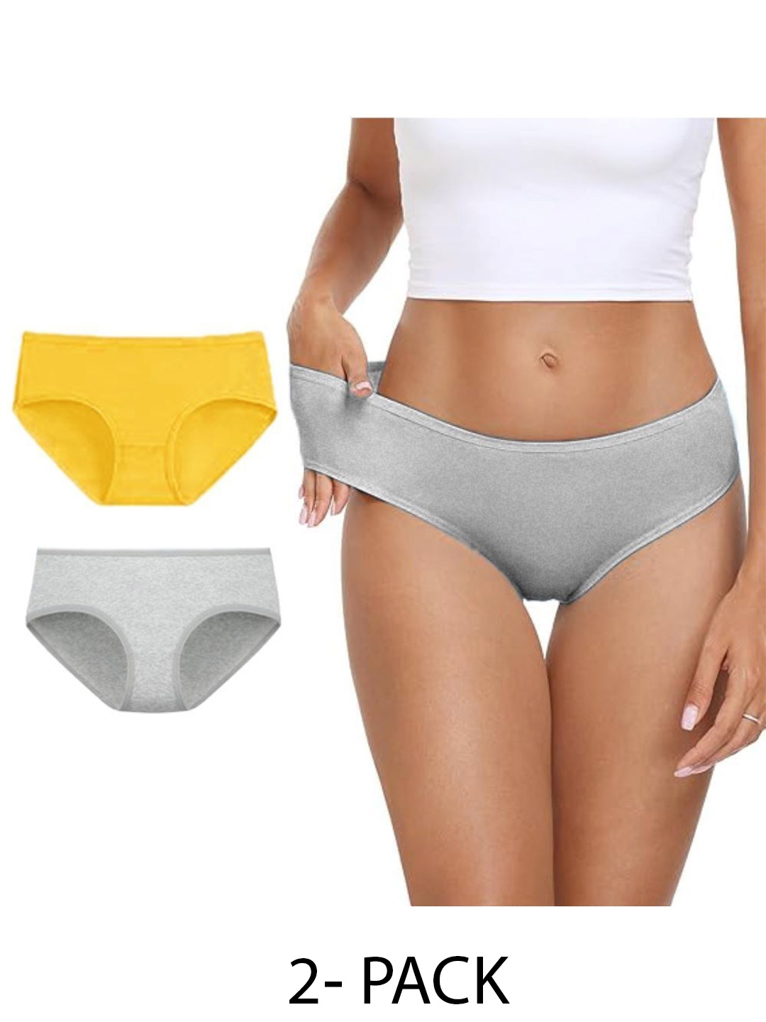 

Diving Deep Pack of 2 Cotton Hipster Briefs, Grey