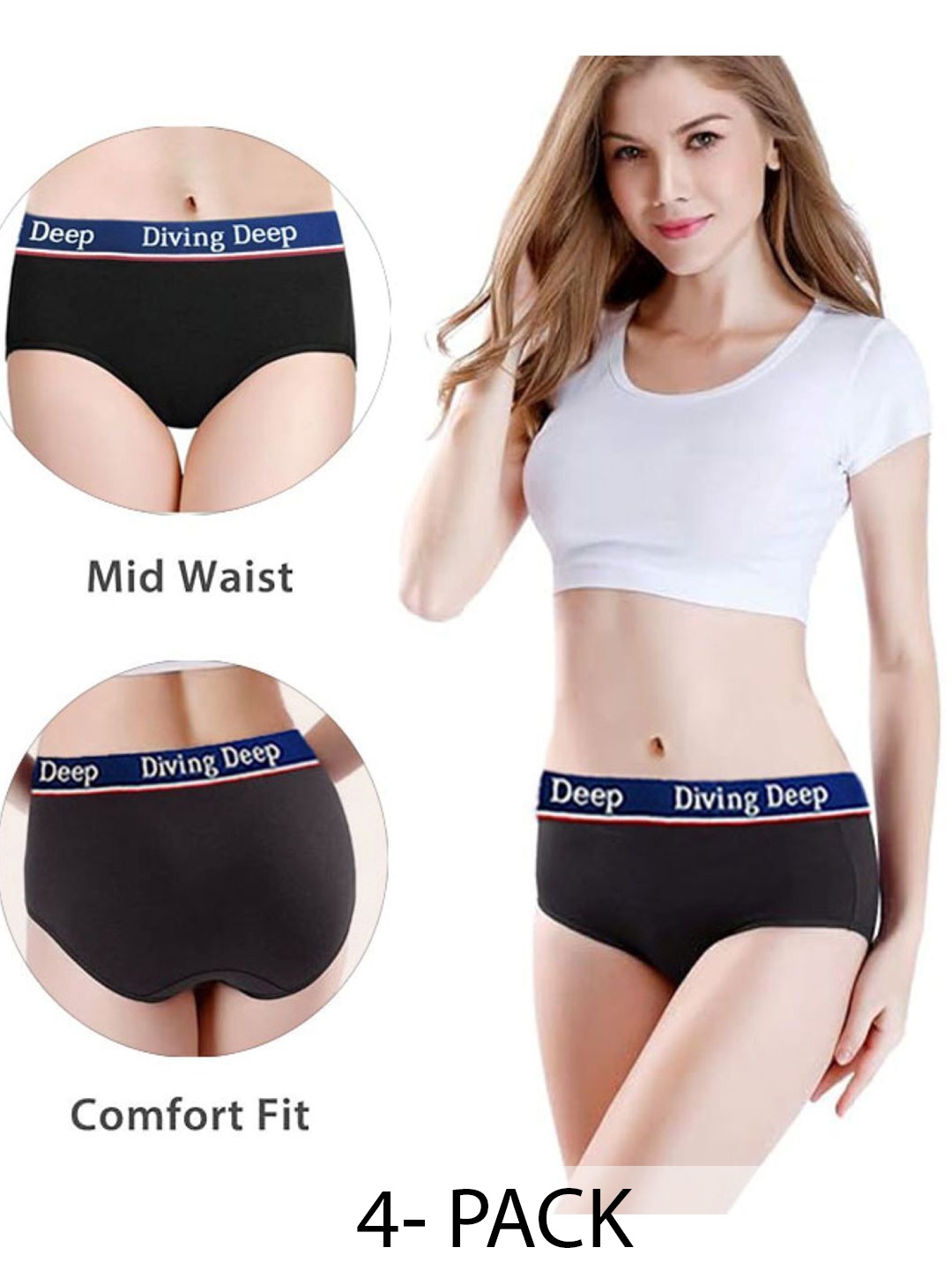 

Diving Deep Women Pack of 4 Cotton Assorted Hipster Briefs
