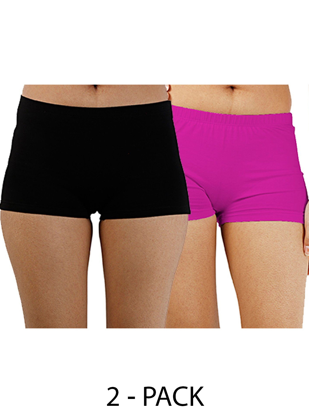 

Diving Deep Women Plus Size Pack of 2 Cotton Boy Shorts Briefs, Black