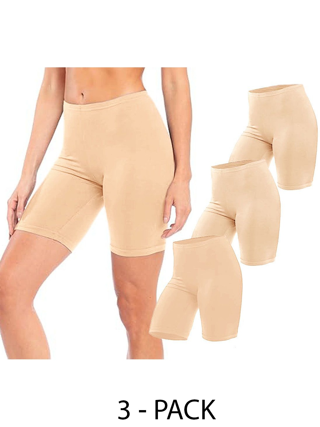 

Diving Deep Women Pack of 3 Boy Shorts Briefs, Beige