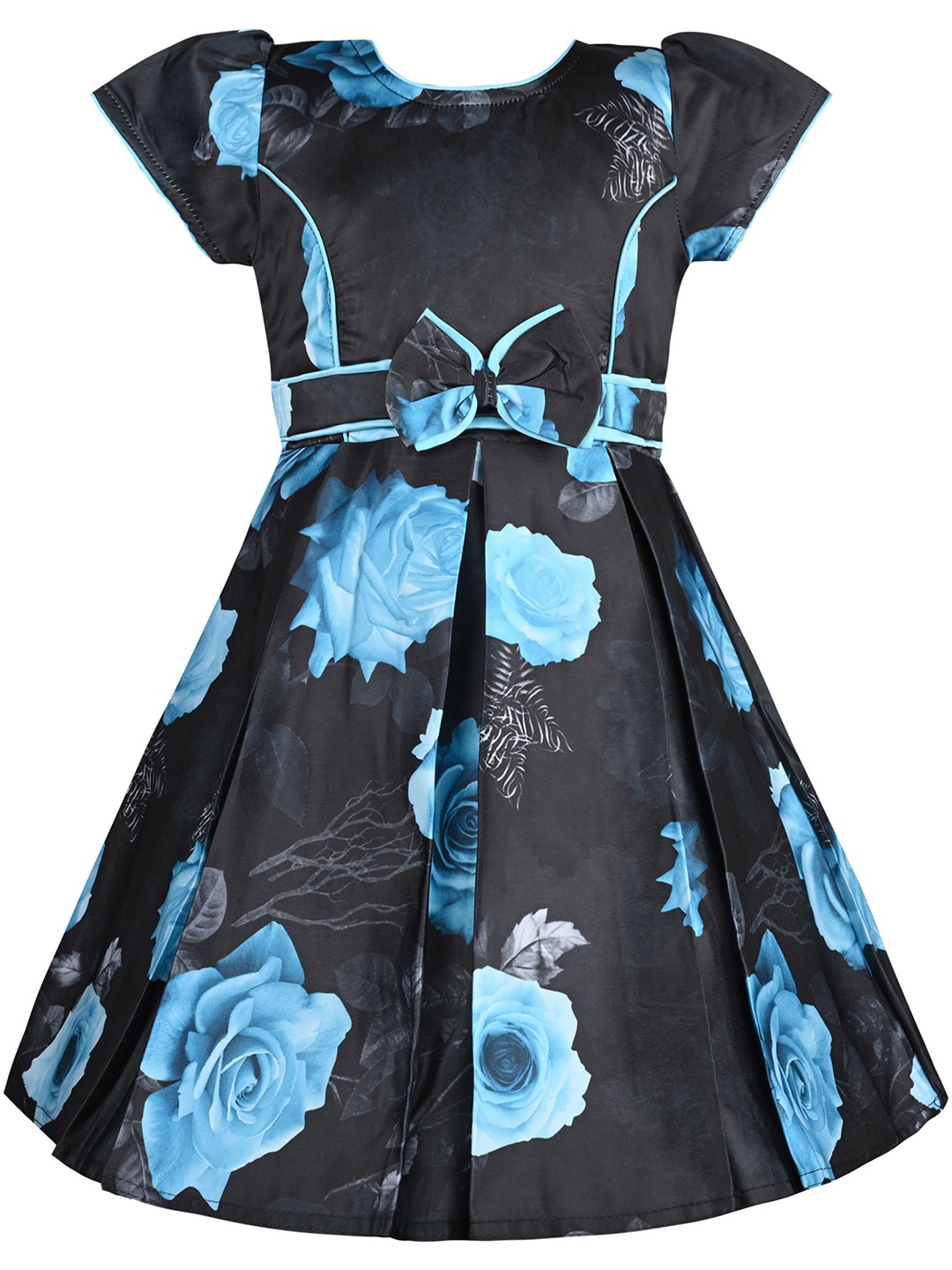 

Wish Karo Floral Print Satin A-Line Dress, Blue