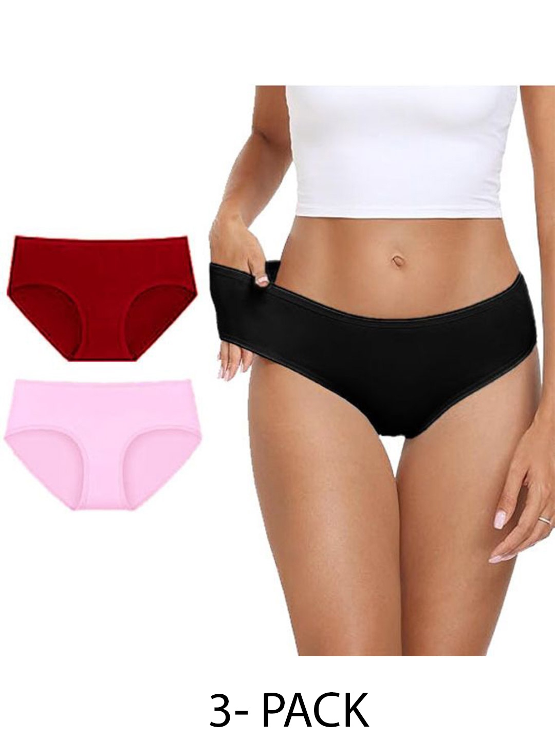 

Diving Deep Pack of 3 Cotton Hipster Briefs, Black