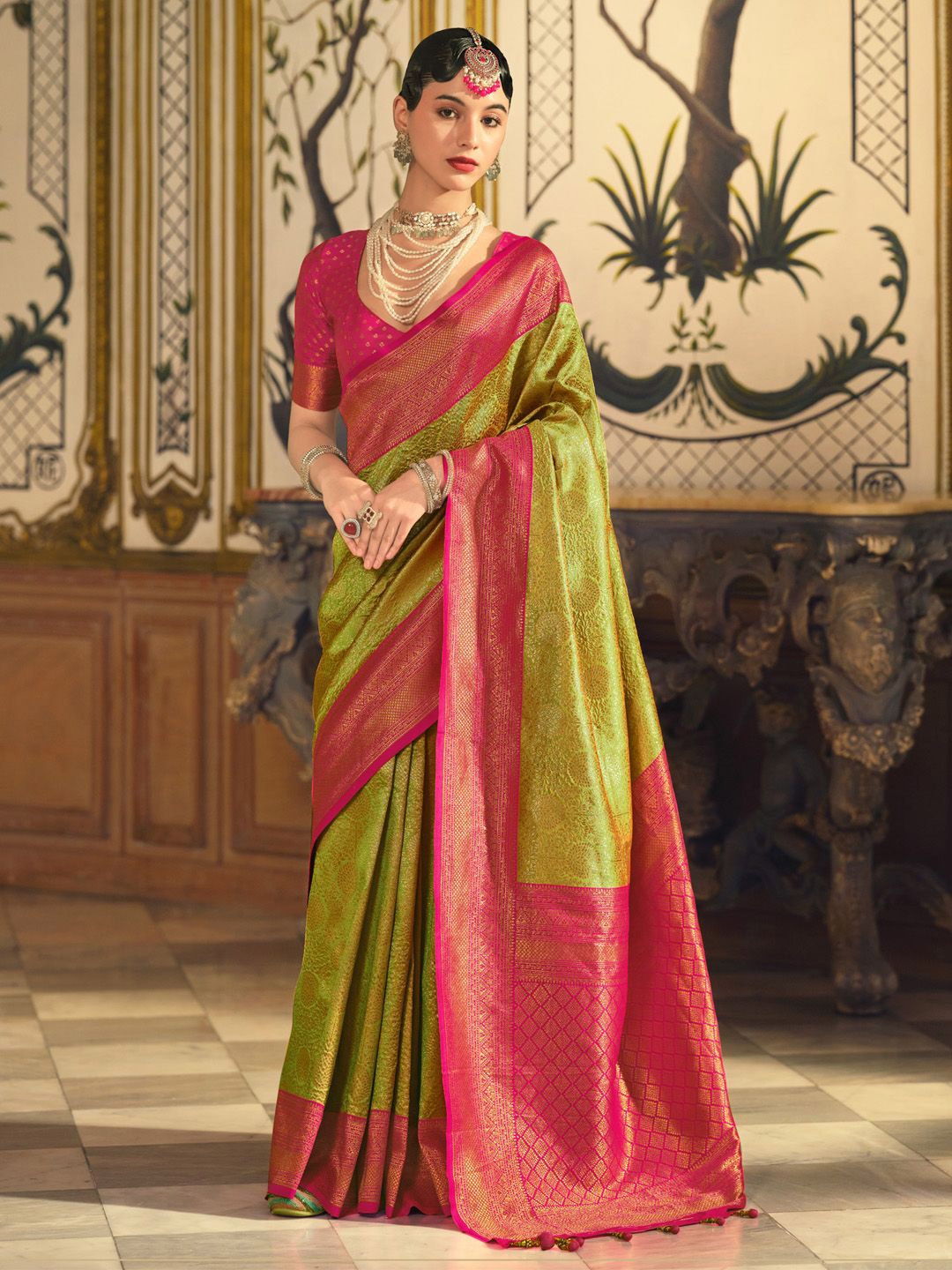 

Anouk Woven Design Kanjeevaram Saree, Green