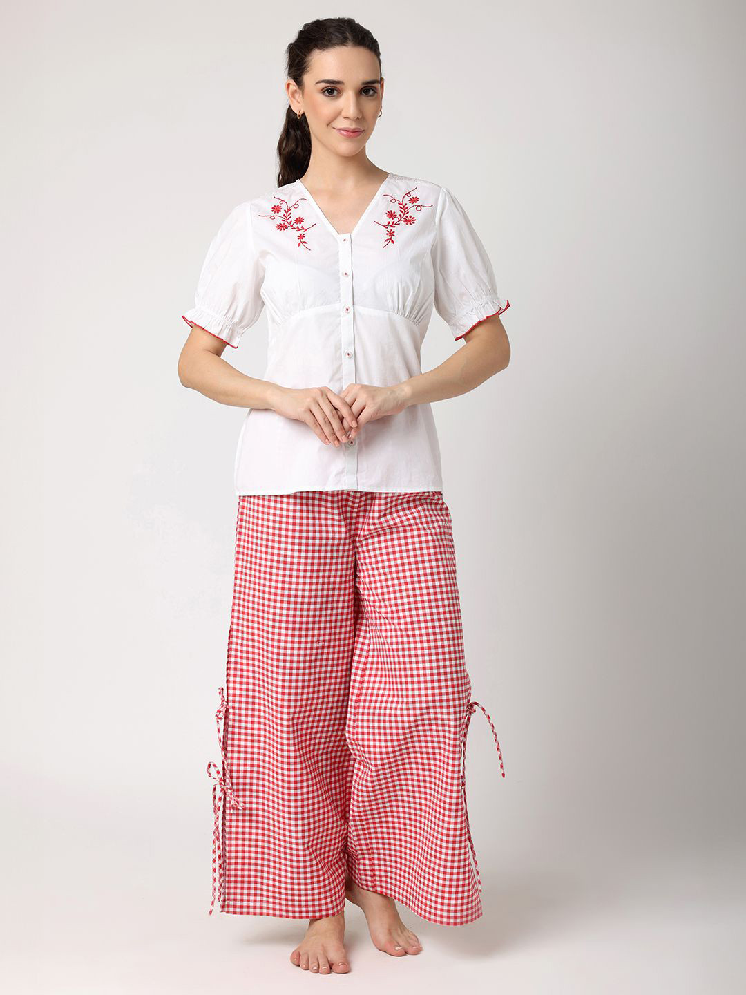 

BLANC9 Women Printed Pure Cotton Night suit, Red
