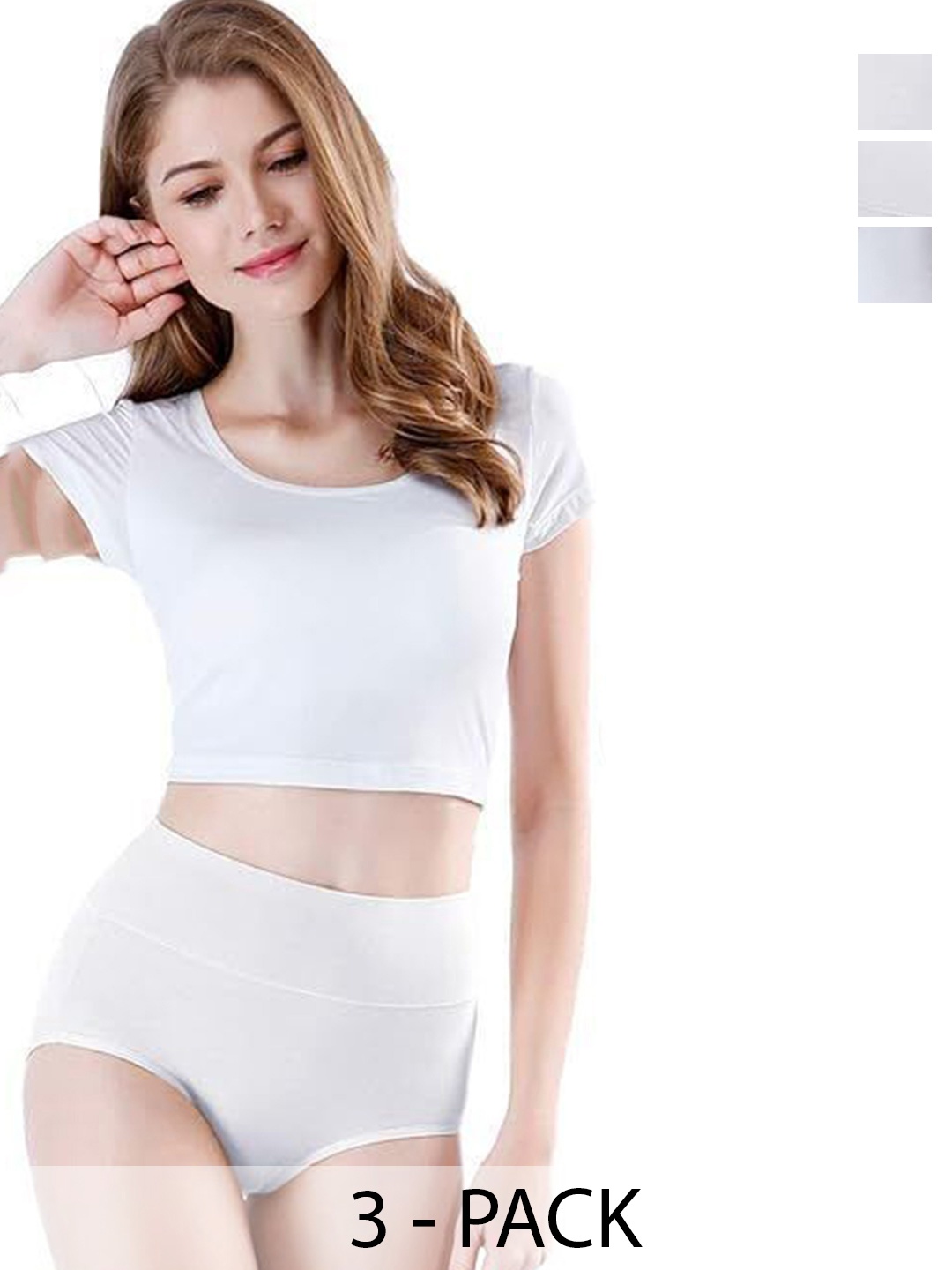 

Diving Deep Women Pack of 3 Cotton High-Rise Hipster Briefs, White