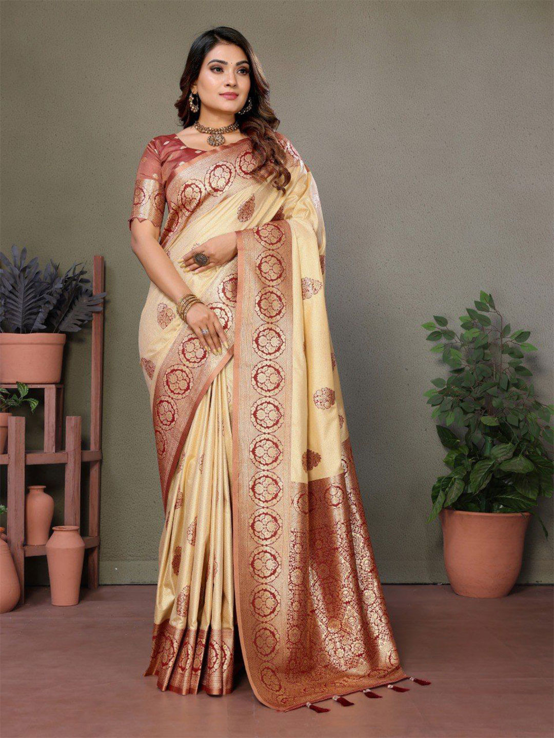 

Anaita Woven Design Zari Banarasi Saree, Brown