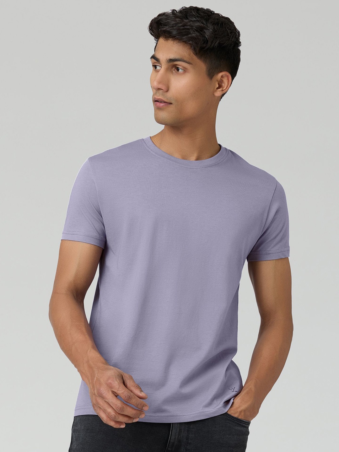 

XYXX Men Ultra Breezy Super Combed Cotton Solid Crew Neck T-Shirt, Purple