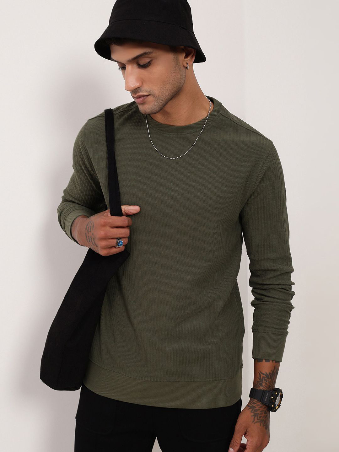 

SHOWOFF Men Cotton Round Neck Sweatshirt, Green