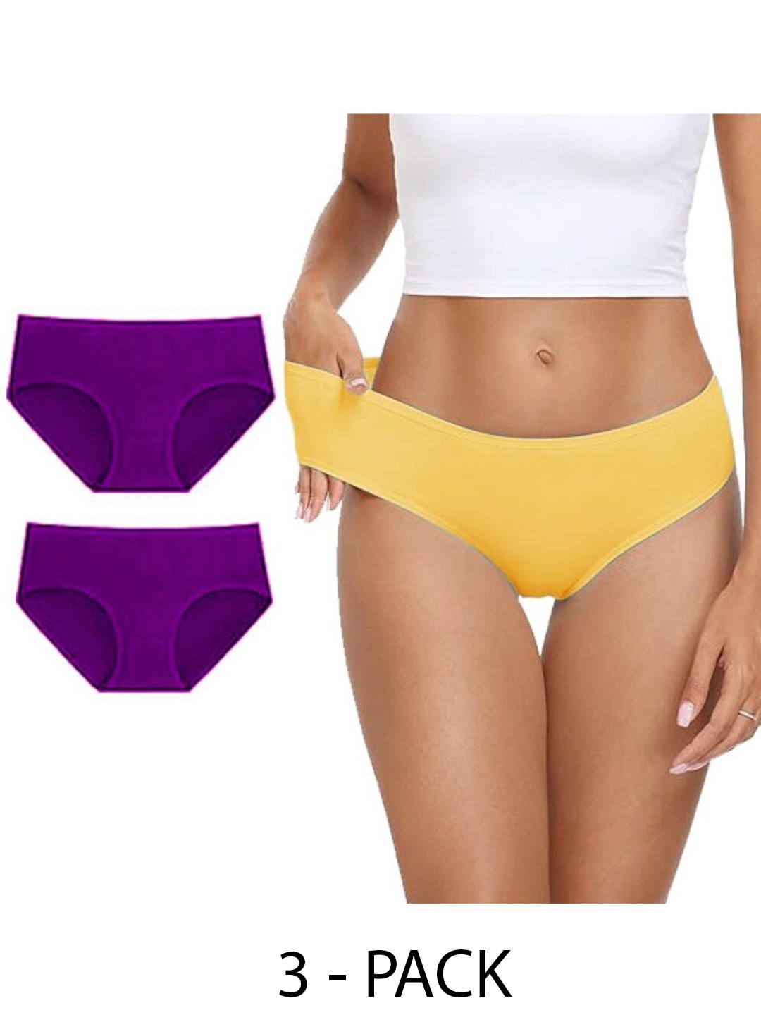 

Diving Deep Pack of 3 Cotton Hipster Briefs, Yellow