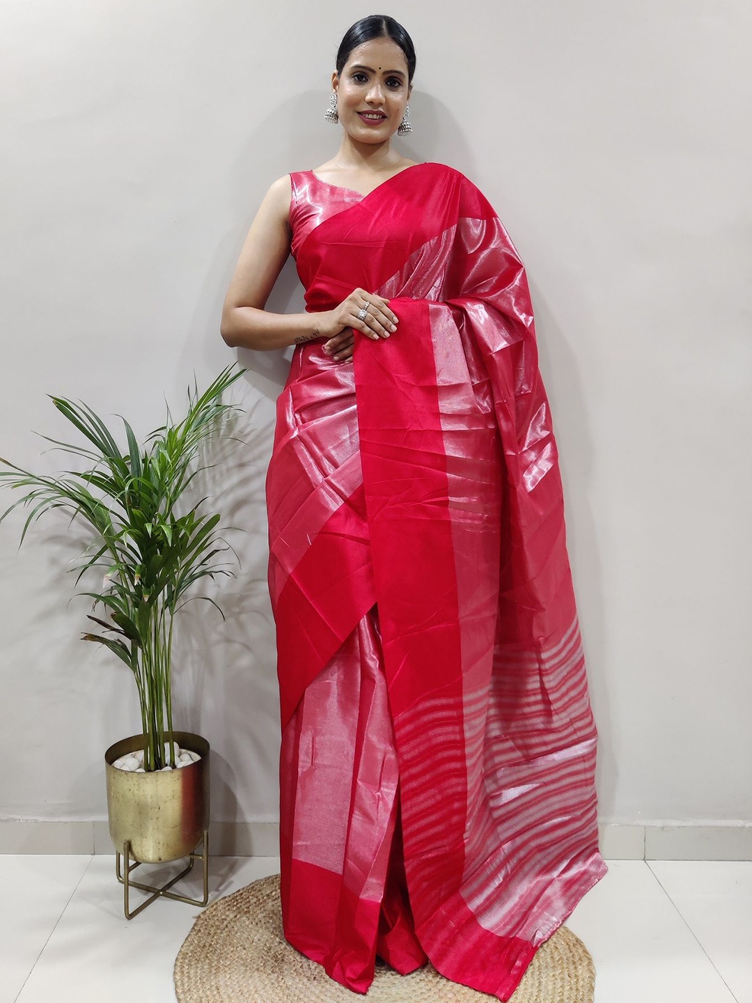 

A TO Z CART Woven Design Pure Silk Kanjeevaram Saree, Red