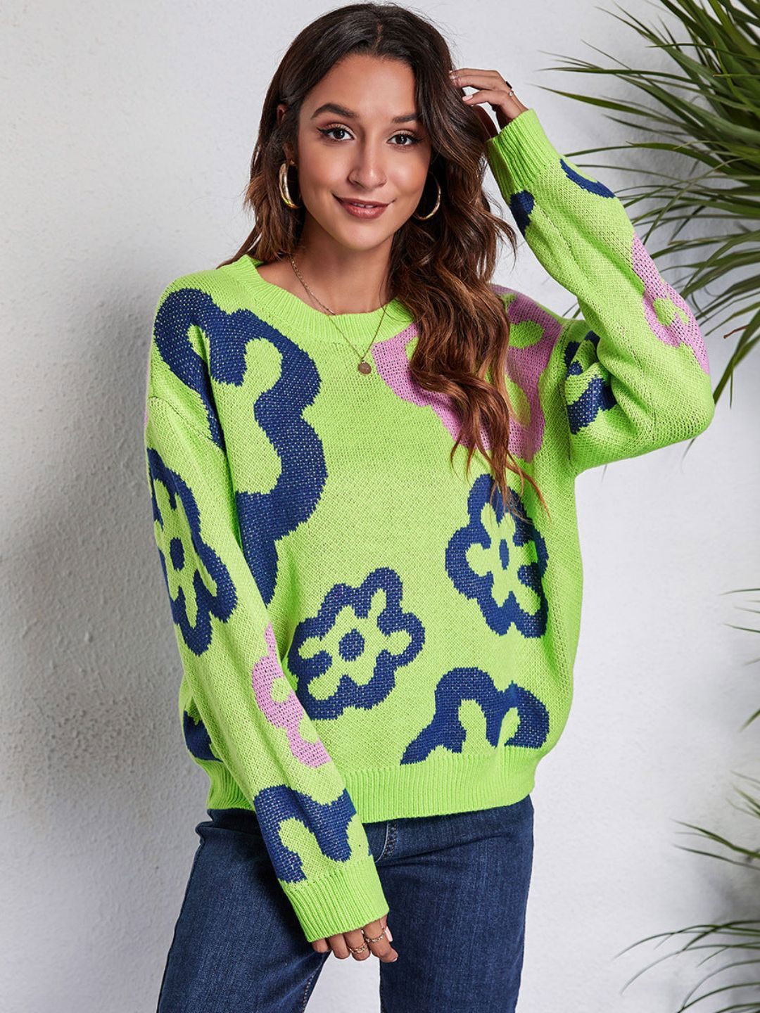 

Oh Rare Women Floral Printed Pullover, Green